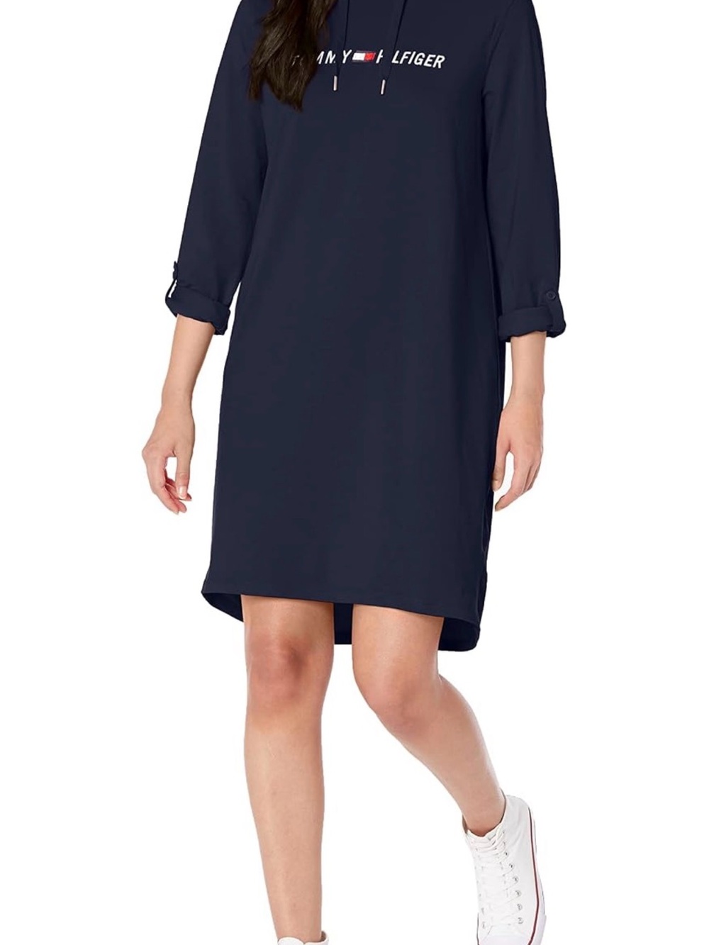 Tommy Hilfiger Navy Long Sleeve Logo Sweatshirt Dress